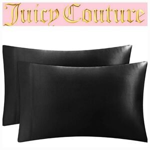 Juicy Couture Home The Rose' Collection Standard Satin Pillowcases- Black